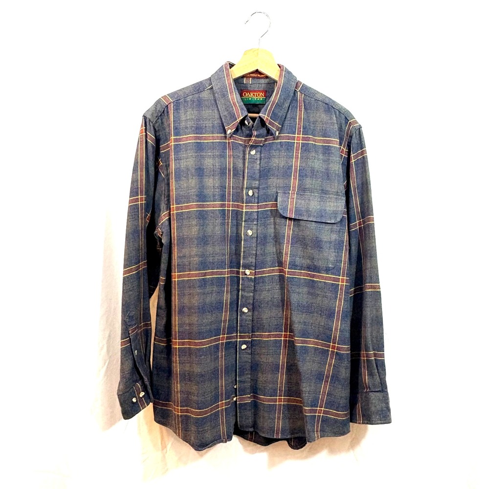 Oakton Limited‎ Men's Flannel Shirt Gray/Red/Yellow, Cozy, Outdoors-Size XL